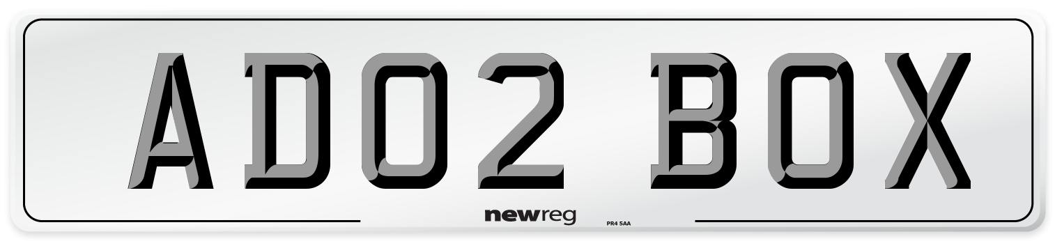 AD02 BOX Number Plate from New Reg